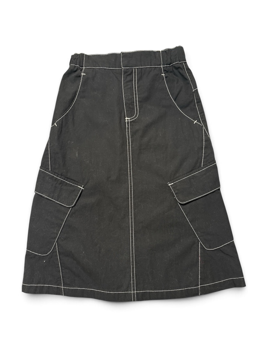 ZaRA. Black Cargo A-Line Skirt with Contrast Stitching